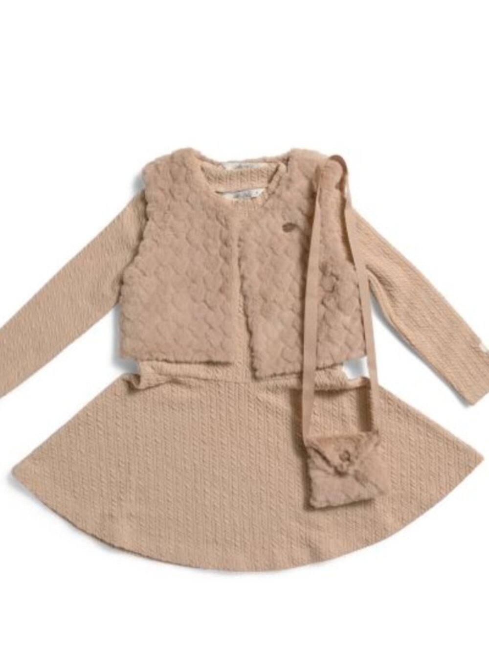 NWT LE CHIC Girls 2pc Sweater Dress & Vest Set with Purse